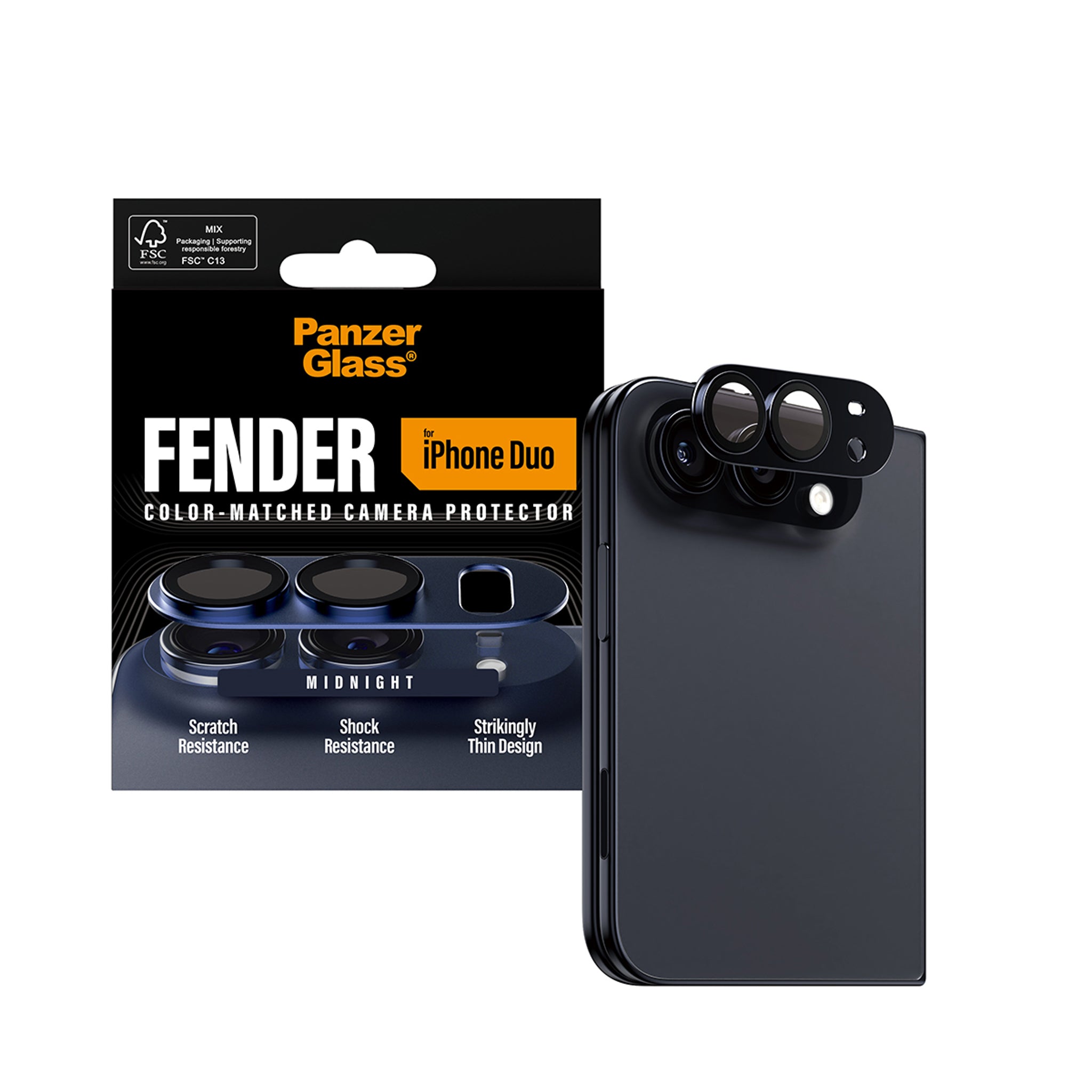PanzerGlass® Fender Kameralinsebeskytter Midnight iPhone Duo